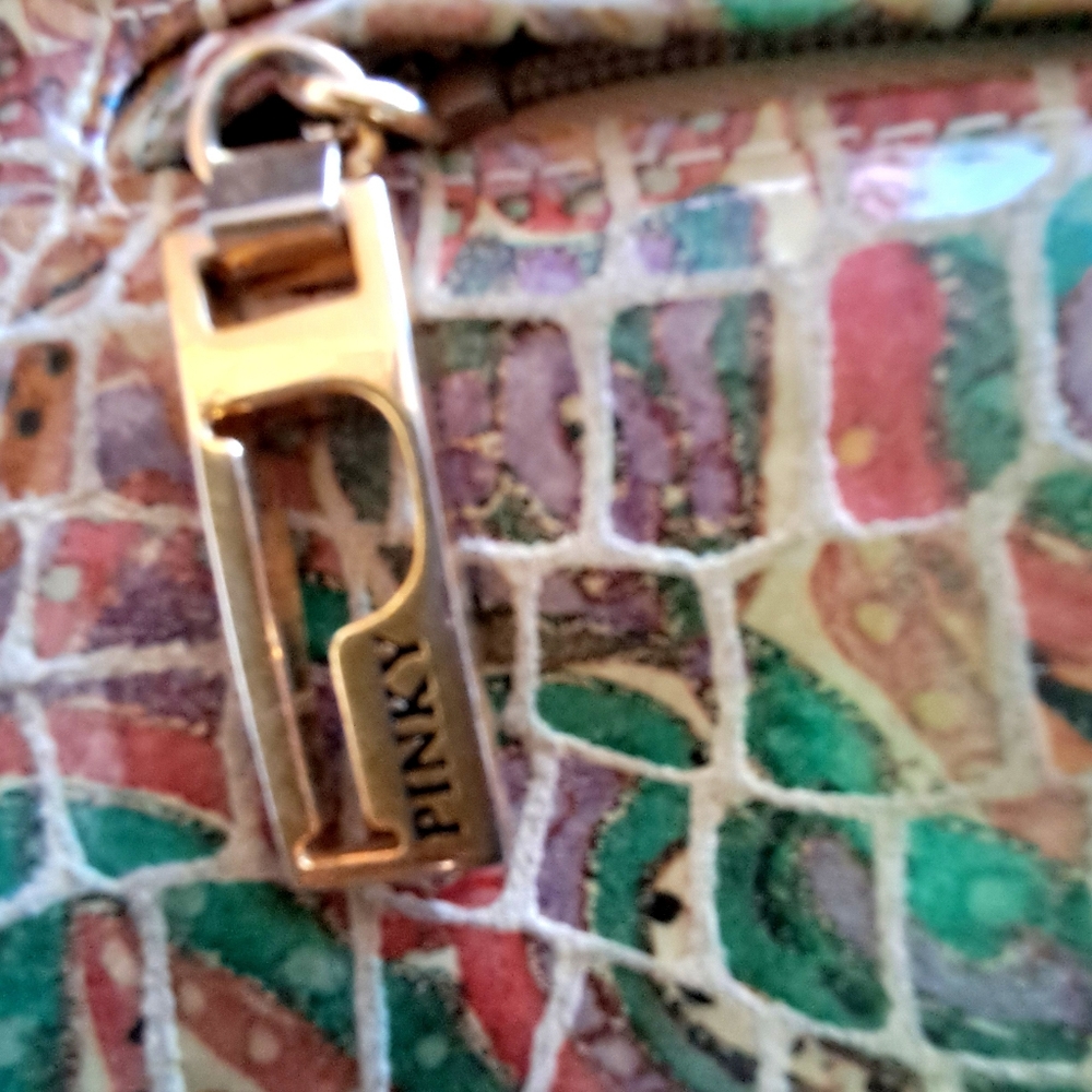Pinky Vintage Handbag Beverly Hills Bag Lady Croc Embossed Leather Pastels Beaut - Picture 4 of 11